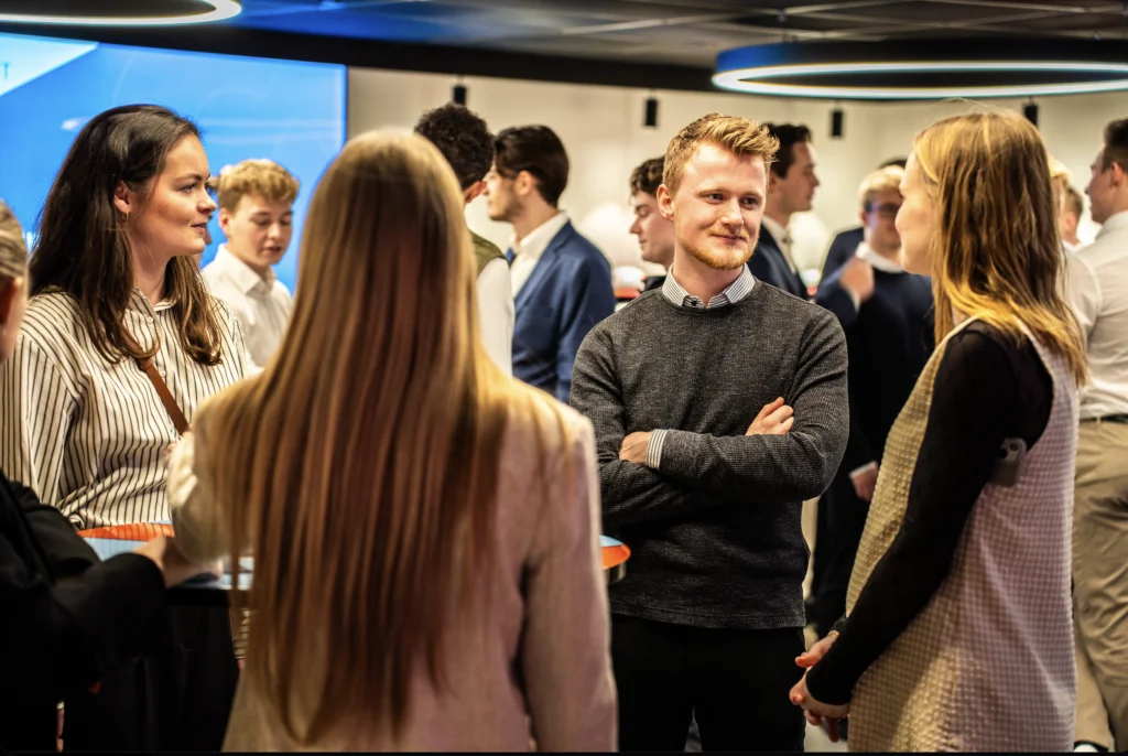 Students talking in groups